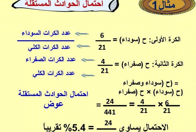 احتمالات الحوادث المستقلة والحوادث غيرالمستقلة