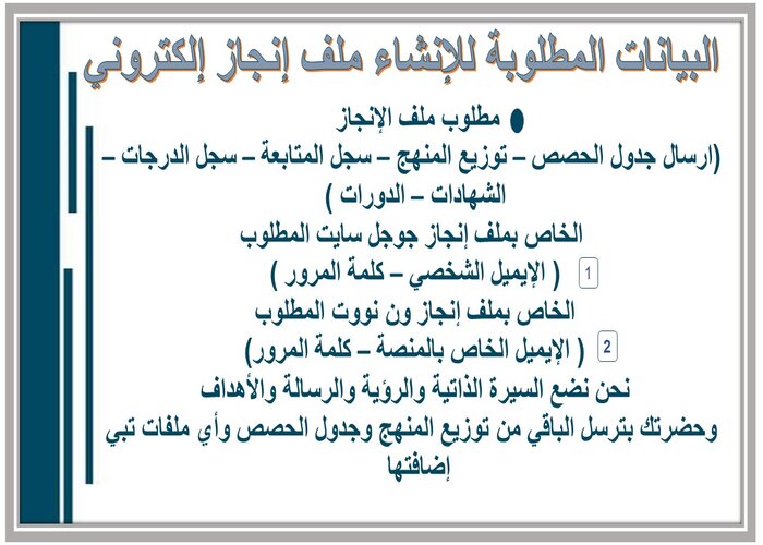 ملف انجاز الكتروني للمعلمة