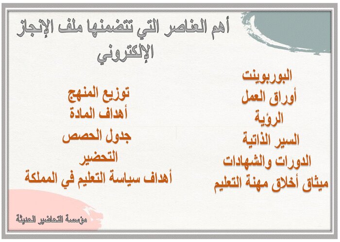ملف انجاز الكتروني للمعلمة